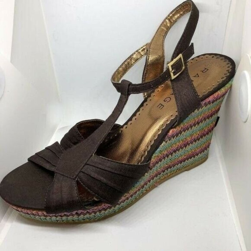 Rampage Bridgette Wedge Sandals 9.5M Chevron Platform Slingback 4.5”